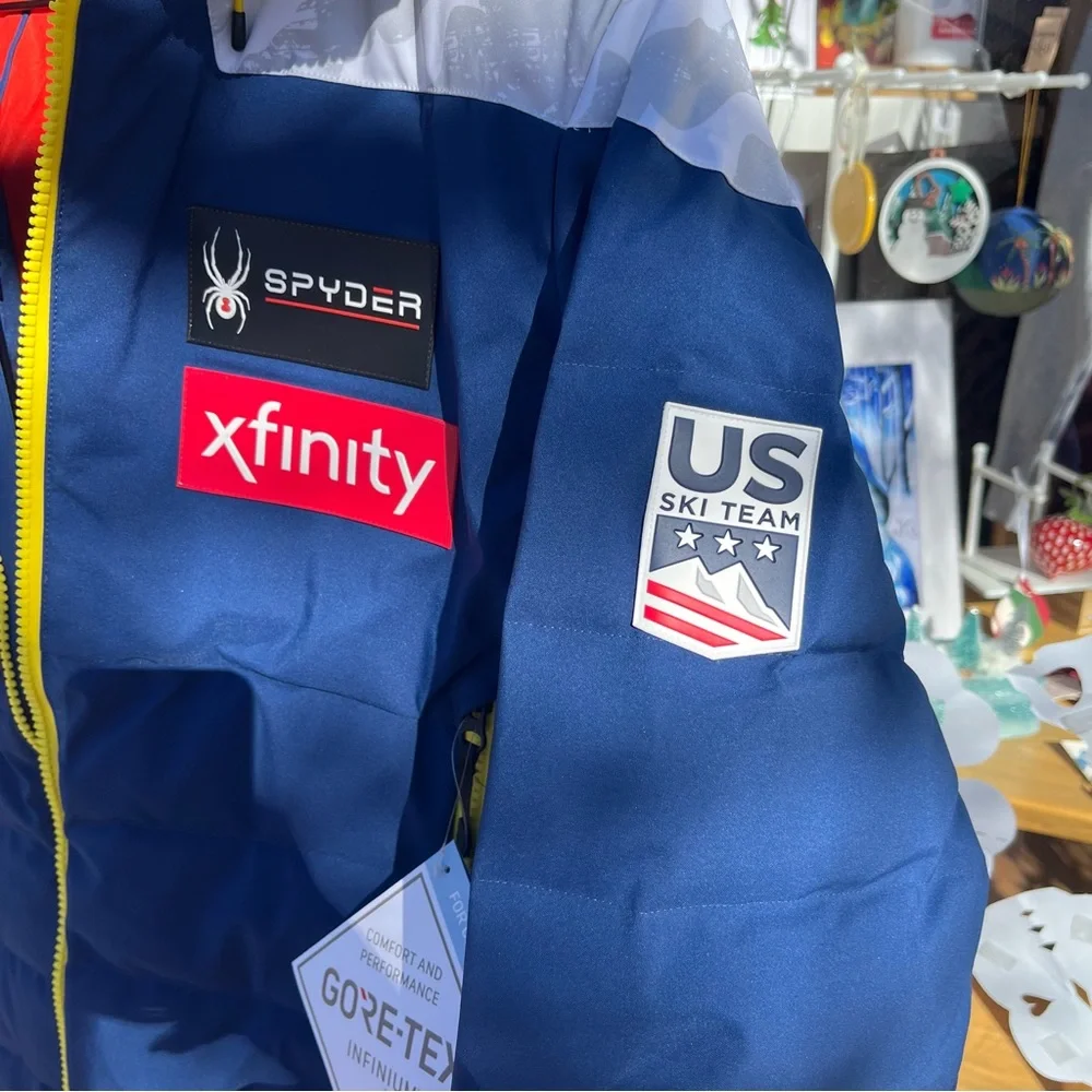 US Ski Team Spyder Rocket GoreTex Infinium Down Jacket Snow Camo Medical Rare L - Picture 11 of 15